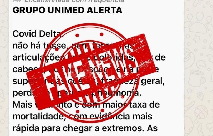 Mensagem alertando sobre a variante Delta com nome do grupo Unimed é falsa